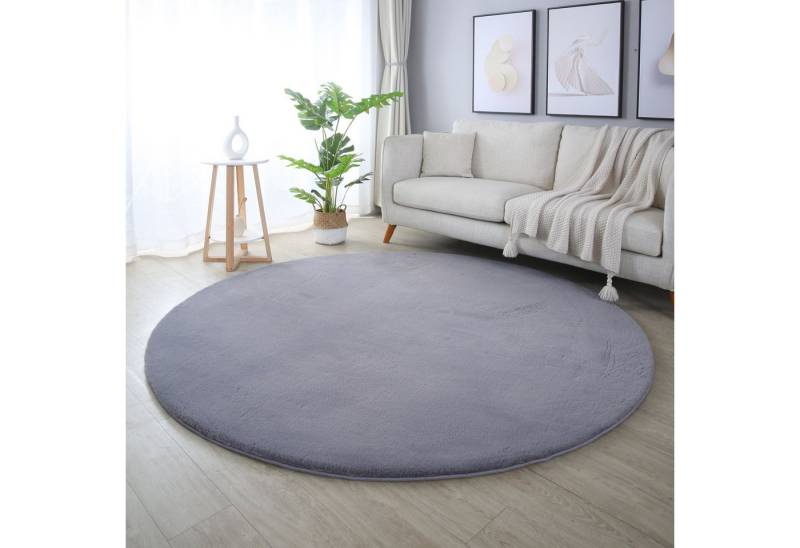 SIMPEX24 Teppich Unicolor - Einfarbig, Rund, Höhe: 20 mm, Runder Teppich Wohnzimmer Einfarbig Shaggy Flauschiger Felloptik SIMPEX24 Teppich Unicolor - Einfarbig, Rund, Höhe: 20 mm, Runder Teppich Wohnzimmer Einfarbig Shaggy Flauschiger Felloptik von SIMPEX24