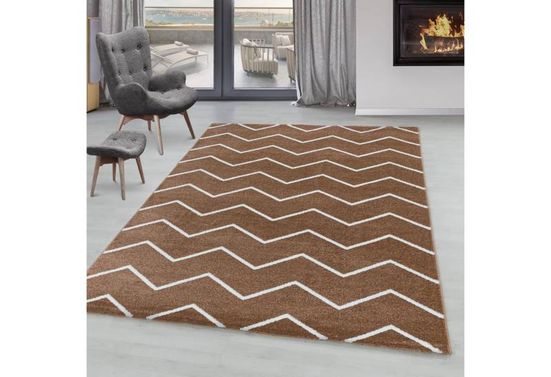 SIMPEX24 Teppich Chevron Design, Läufer, Höhe: 11 mm, Modern Kurzflor Teppich Wohnzimmer Chevron Design Pflegeleicht von SIMPEX24