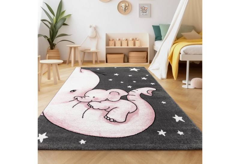 SIMPEX24 Teppich Elefant Design, Läufer, Höhe: 11 mm, Kinderteppich Elefant Design Baby Teppich Kinderzimmer Pflegeleicht von SIMPEX24