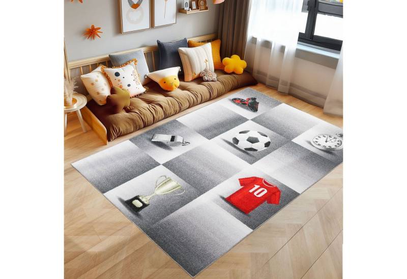 SIMPEX24 Teppich Fußball Design, Rechteckig, Höhe: 7 mm, Kinderteppich Fußball Design Teppich Kinderzimmer Rutschfest Waschbar von SIMPEX24
