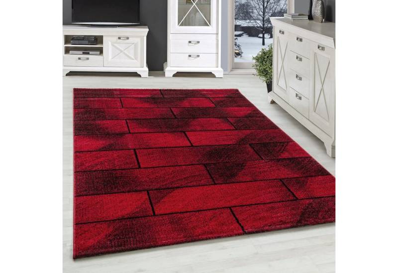 SIMPEX24 Teppich Geometrisch Design, Läufer, Höhe: 10 mm, Modern Kurzflor Teppiche Geometrisch Design Rot Teppich Wohnzimmer von SIMPEX24