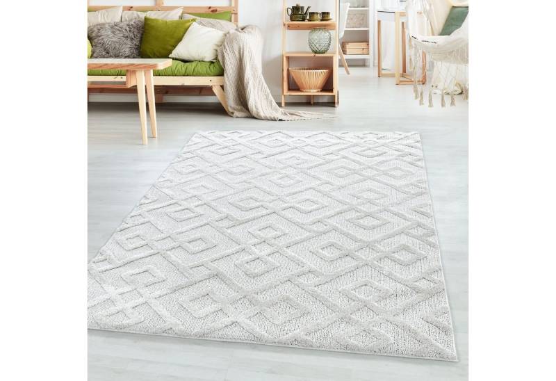 SIMPEX24 Teppich Geometrisch Design, Rund, Höhe: 20 mm, Teppich Wohnzimmer Boho Design 3D Optik Skandinavische Stil von SIMPEX24