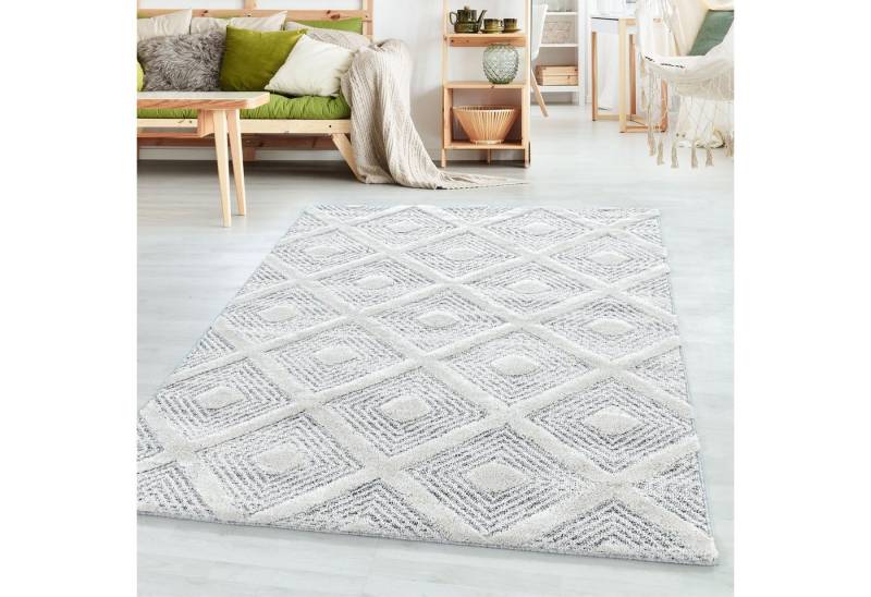 SIMPEX24 Teppich Geometrisch Design, Rund, Höhe: 20 mm, Teppich Wohnzimmer Boho Design Weich 3D Optik Skandinavische Stil von SIMPEX24