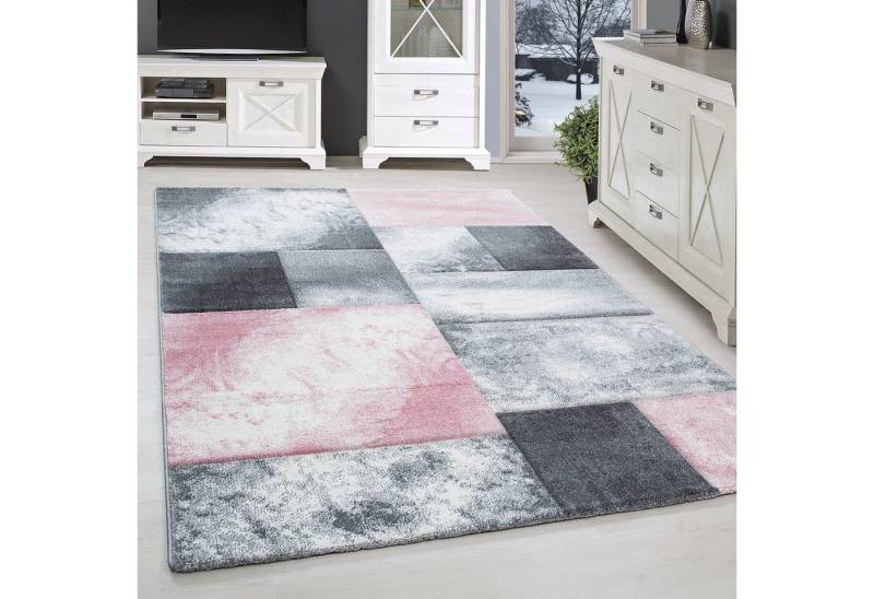 SIMPEX24 Teppich Kariert Design, Läufer, Höhe: 13 mm, Designer Wohnzimmer Teppich Kurzflor Konturenschnitt Kariert Design von SIMPEX24