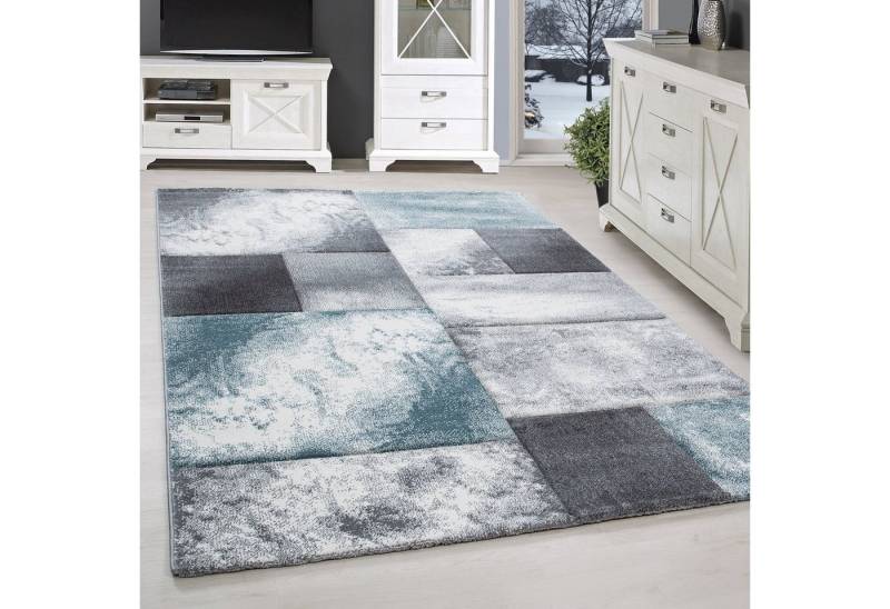 SIMPEX24 Teppich Kariert Design, Läufer, Höhe: 13 mm, Designer Wohnzimmer Teppich Kurzflor Konturenschnitt Kariert Design von SIMPEX24