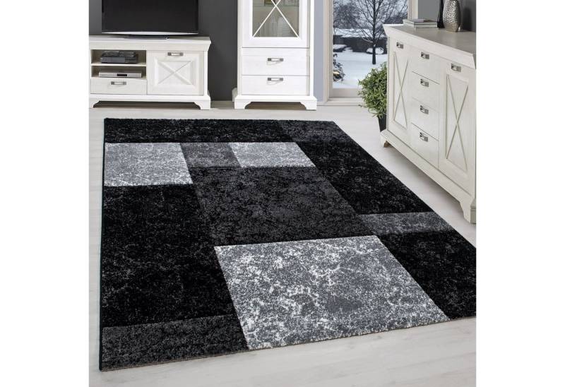 SIMPEX24 Teppich Kariert Design, Läufer, Höhe: 13 mm, Designer Wohnzimmer Teppich Kurzflor Konturenschnitt Kariert Design von SIMPEX24
