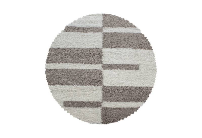 SIMPEX24 Teppich Kariert Design, Rund, Höhe: 30 mm, Runder Teppich Kariert Design Teppich im Teppich Wohnzimmer von SIMPEX24