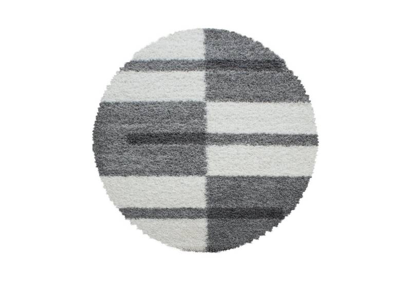 SIMPEX24 Teppich Kariert Design, Rund, Höhe: 30 mm, Runder Teppich Kariert Design Teppich im Teppich Wohnzimmer von SIMPEX24