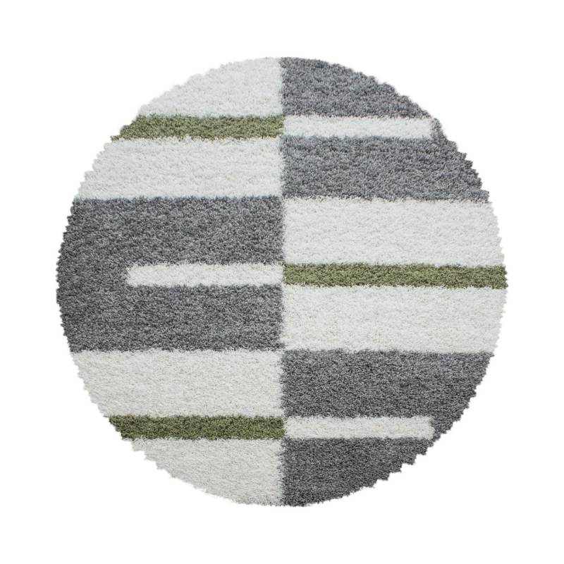 SIMPEX24 Teppich Kariert Design, Rund, Höhe: 30 mm, Runder Teppich Kariert Design Teppich im Teppich Wohnzimmer von SIMPEX24