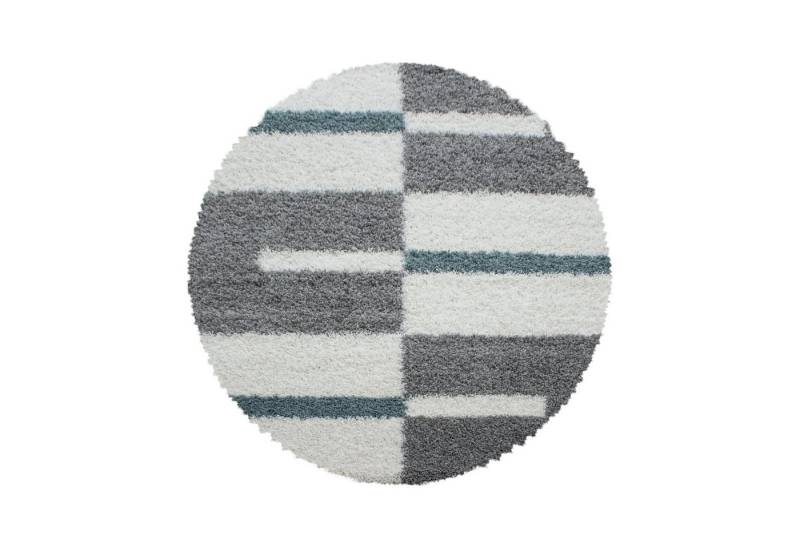 SIMPEX24 Teppich Kariert Design, Rund, Höhe: 30 mm, Runder Teppich Kariert Design Teppich im Teppich Wohnzimmer von SIMPEX24