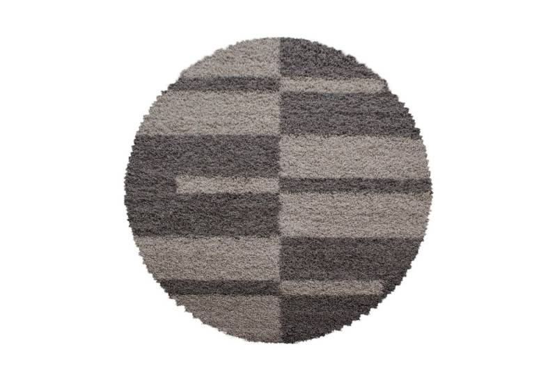 SIMPEX24 Teppich Kariert Design, Rund, Höhe: 30 mm, Runder Teppich Kariert Design Teppich im Teppich Wohnzimmer von SIMPEX24