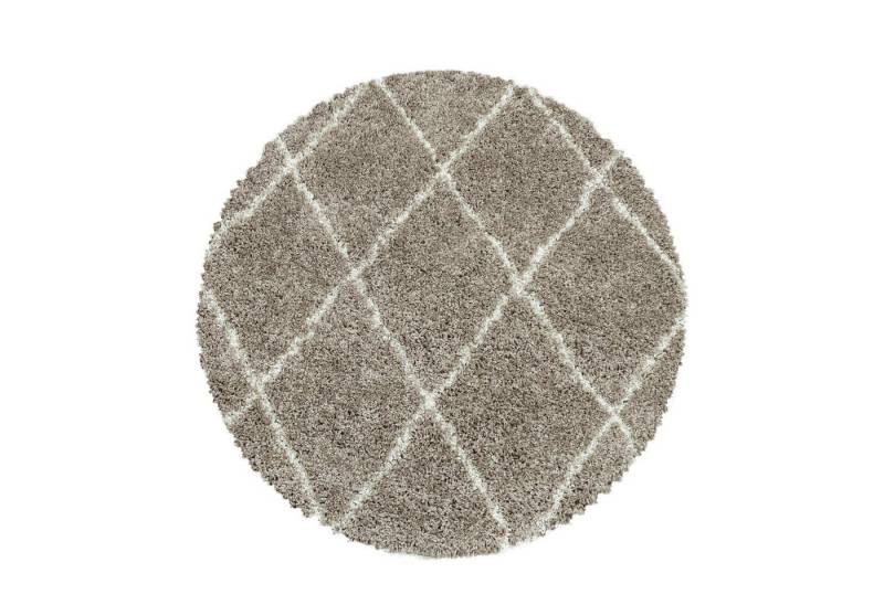 SIMPEX24 Teppich Geometrisch Design, Rund, Höhe: 30 mm, Runder Teppich Wohnzimmer Geometrisch Design Shaggy Langflor von SIMPEX24