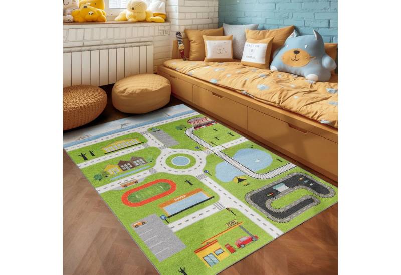SIMPEX24 Teppich Spielstraße Design, Rechteckig, Höhe: 7 mm, Kinderteppich Straßenteppich Teppich Kinderzimmer Rutschfest Waschbar von SIMPEX24