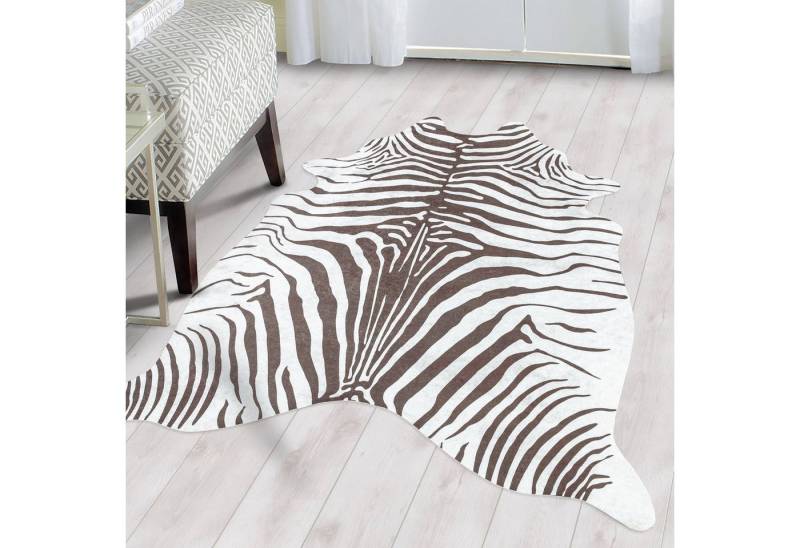 SIMPEX24 Teppich Tigerfell imitat, Rechteckig, Höhe: 7 mm, Fellteppich Kuhfell Tigerfell Imitat Digitaldruck Waschbar Rutschfest von SIMPEX24
