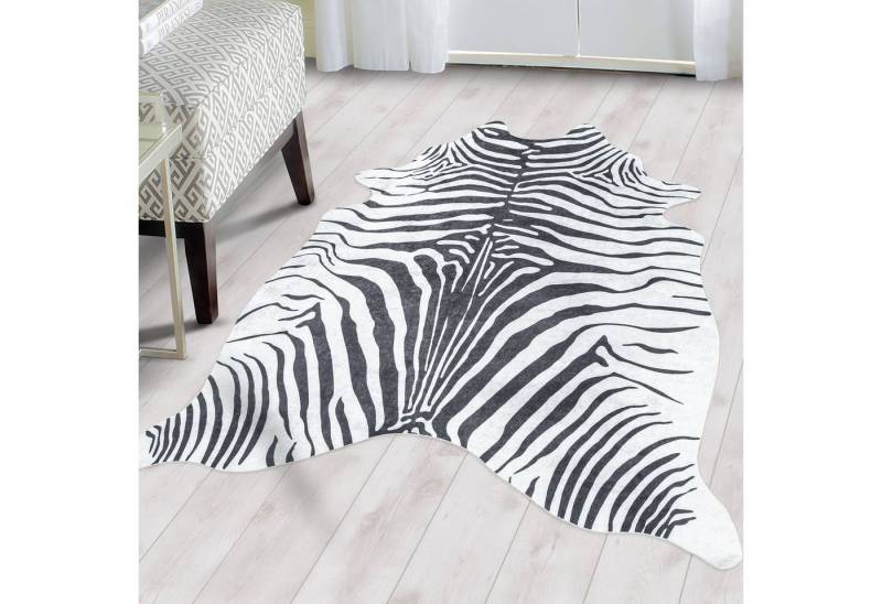 SIMPEX24 Teppich Tigerfell imitat, Rechteckig, Höhe: 7 mm, Fellteppich Kuhfell Tigerfell Imitat Digitaldruck Waschbar Rutschfest von SIMPEX24