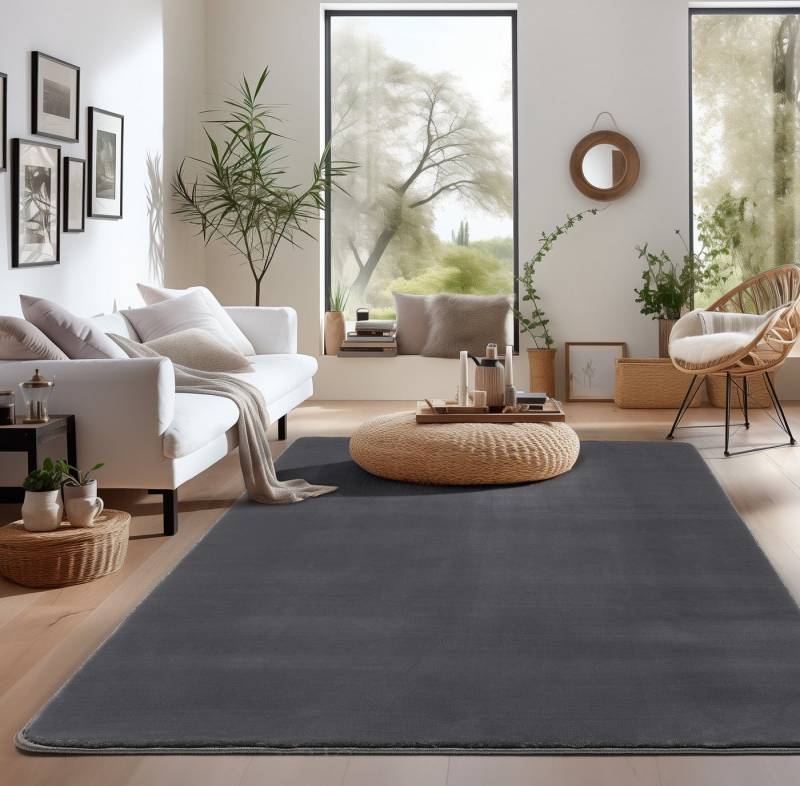 SIMPEX24 Teppich Unicolor - Einfarbig, Läufer, Höhe: 13 mm, Flauschiger Teppich Wohnzimmer Einfarbig Soft Felloptik Anti Rutsch von SIMPEX24