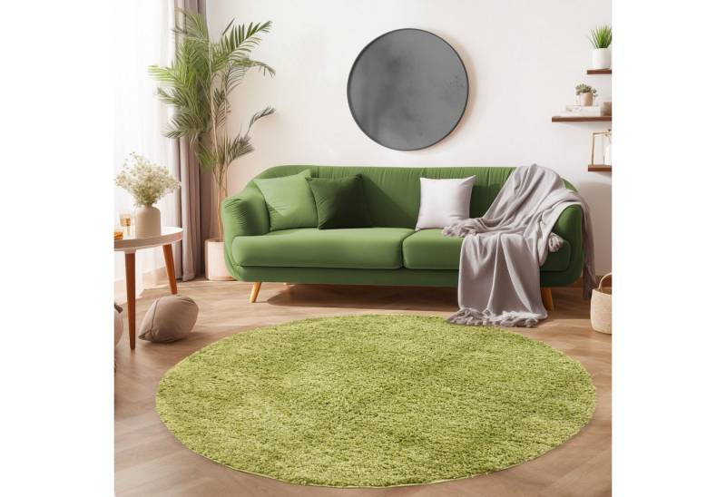 SIMPEX24 Teppich Unicolor - Einfarbig, Rund, Höhe: 30 mm, Modern Kurzflor Teppich Wohnzimmer Abstrakt Design Rosa Pflegeleicht von SIMPEX24