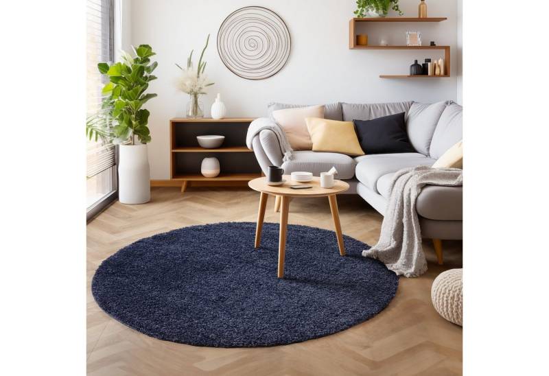 SIMPEX24 Teppich Unicolor - Einfarbig, Rund, Höhe: 30 mm, Modern Kurzflor Teppich Wohnzimmer Abstrakt Design Rosa Pflegeleicht von SIMPEX24