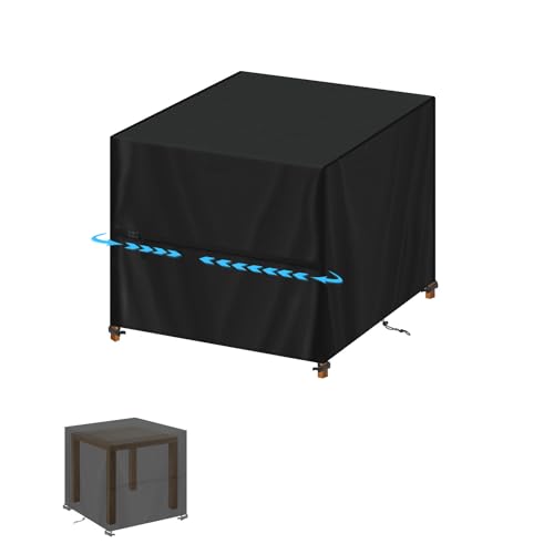 SIMPHAUS Abdeckhaube Gartentisch Abdeckung Gartenmöbel Tisch Feuerstelle Abdeckung Feuerschale Wetterfest Tisch Abdeckplane Gartenmöbel Wasserdicht 420D Oxford Gewebe 80x80x80cm von SIMPHAUS
