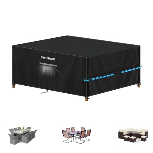 SIMPHAUS Abdeckung Gartenmöbel Winterfest Lounge Abdeckungen für Gartenmöbel Wasserdicht,420D Oxford Gewebe,Regenschutz,Schutzhülle Gartenmöbel für Gartentische Terrassenmöbel Loungemöbel 180x130x90cm von SIMPHAUS