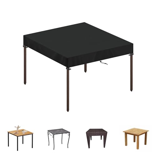SIMPHAUS Abdeckhaube Tisch Wasserdicht Abdeckung Gartenmöbel Quadratisch Abdeckplane 80x80x15cm Abdeckung für Gartentisch Abdeckhaube Feuerplatte UV-Beständiges 420D Oxford Gewebe von SIMPHAUS