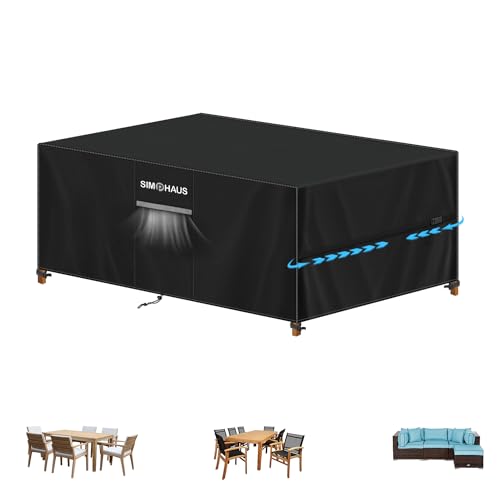SIMPHAUS Abdeckung für Gartenmöbel Wasserdichte Schutzhülle Anti-UV Abdeckplane für Gartentische Terrassenmöbel,Regenschutz Abdeckhaube Gartenmöbel Schwerlast 420D Oxford Gewebe 170x100x74cm von SIMPHAUS