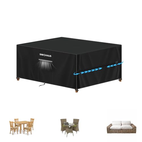 SIMPHAUS Abdeckplane Gartenmöbel Abdeckung Wasserdicht,Anti UV 420D Oxford Gewebe Gartentisch Abdeckung für Gartenmöbel,Garten Hochbeet,Gartenbox,Klapptisch,Terrassenmöbel Abdeckung 120x80x75cm von SIMPHAUS