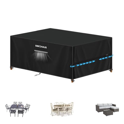 SIMPHAUS Abdeckplane Gartenmöbel Abdeckung Gartentisch Wasserdicht Schutzhülle Gartenmöbel,Anti UV 420D Oxford,Abdeckungen für Gartenmöbel,Rattan Sitzgruppe,Sofa,Balkonmöbel 150x100x75cm von SIMPHAUS