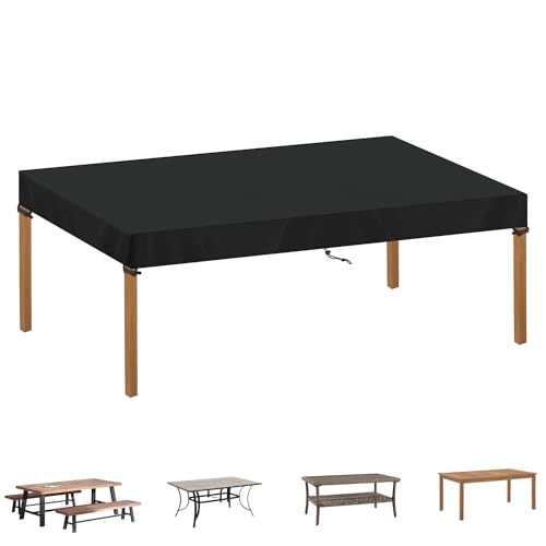 SIMPHAUS Abdeckplane Gartentisch 200x100x15cm Abdeckhaube Gartentisch Abdeckhaube für Tischplatte Abdeckung Outdoor Wetterfest Tischabdeckung Wasserdicht Winddicht UV-Beständiges 420D Oxford Gewebe von SIMPHAUS