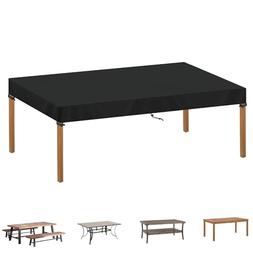 SIMPHAUS Abdeckplane Gartentisch 200x90x15cm Abdeckhaube Gartentisch Abdeckhaube für Tischplatte Abdeckung Outdoor Wetterfest Tischabdeckung Wasserdicht Winddicht UV-Beständiges 420D Oxford Gewebe von SIMPHAUS