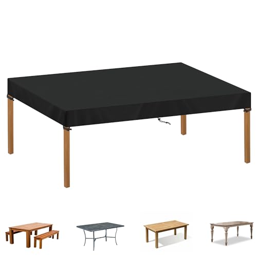 SIMPHAUS Abdeckplane Tischplatte Schutzhülle Gartentisch Abdeckung 180x100x15cm Abdeckhaube Tisch Abdeckung Tischplatte Outdoor Plane Gartenmöbel Regenschutz für Tisch Wasserdicht 420D Oxford Gewebe von SIMPHAUS