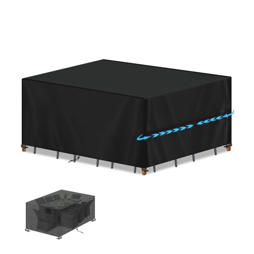 SIMPHAUS Abdeckplane für Gartentische Terrassenmöbel Abdeckung Wetterfest Schutzhülle Gartentisch Plane Gartenmöbel Wasserdicht Tisch Abdeckung Winddicht 420D Oxford Gewebe 180x130x90cm von SIMPHAUS