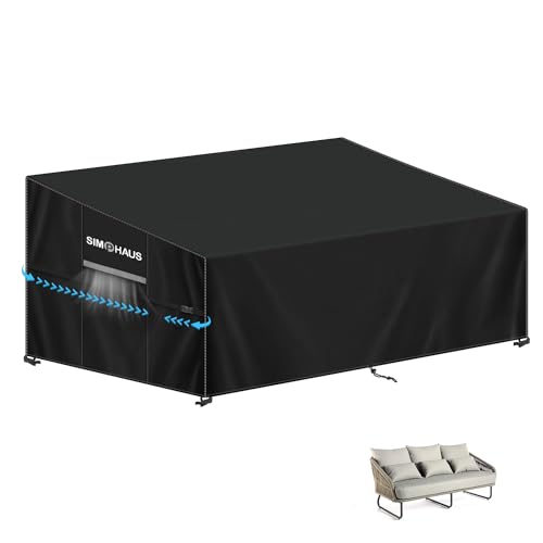SIMPHAUS Abdeckung Gartenbank 185x99x89/61cm Gartensofa Abdeckung Wasserdicht,Bank Abdeckung 2 Sitzer Abdeckhaube Gartenbank Wetterfest, Winddicht, UV-Beständiges 420D Oxford Gewebe von SIMPHAUS