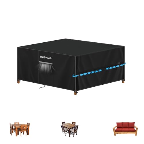 SIMPHAUS Abdeckung Gartenmöbel Abdeckung Wasserdicht Abdeckhaube Gartenmöbel 420D Oxford mit Belüftungsöffnungen,Schutzhülle für Gartentische,Balkonmöbel,Lounge Möbel Outdoor Abdeckung 130x100x74cm von SIMPHAUS