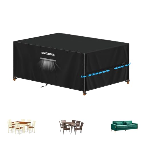 SIMPHAUS Abdeckung Gartenmöbel Abdeckung Wasserdicht Abdeckhaube Gartenmöbel 420D Oxford mit Belüftungsöffnungen,Schutzhülle für Gartentische,Balkonmöbel,Lounge Möbel Outdoor Abdeckung 140x90x75cm von SIMPHAUS