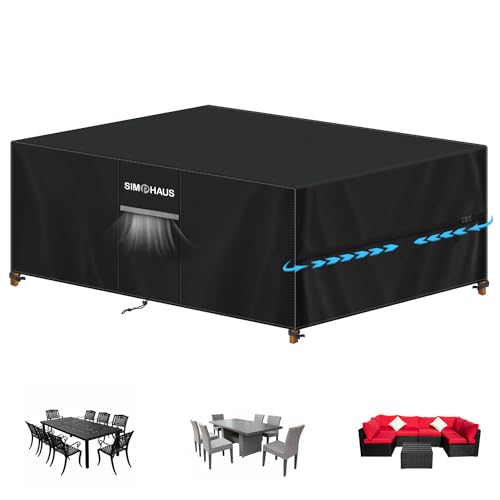 SIMPHAUS Abdeckung Gartenmöbel Wasserdicht Abdeckplane Gartenmöbel 420D Oxford Gewebe,Gartentisch Abdeckung,Abdeckhaube Gartenmöbel für Gartentisch,Sitzgruppe,Loungemöbel,Balkon Möbel Set 250x150x90cm von SIMPHAUS