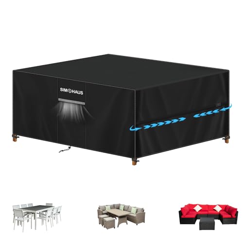 SIMPHAUS Abdeckung für Gartenmöbel 245x185x100cm Wasserdicht Loungemöbel Abdeckung 420D Oxford Abdeckhauben für Möbelsets,Winterfest Tisch Abdeckplane Schutzhülle für Sitzgruppe Gartentisch von SIMPHAUS