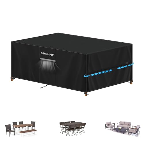 SIMPHAUS Abdeckung Gartenmöbel Plane Gartenmöbel Wasserdicht,Anti UV 420D Oxford Gewebe Schutzhülle Gartenmöbel Abdeckplane für Gartenmöbel Lounge,Buffettisch,Rattan Couch,Balkonmöbel 180x100x75cm von SIMPHAUS