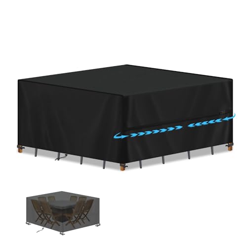 SIMPHAUS Abdeckung Gartenmöbel Schutzhülle Gartenmöbel Abdeckplane Gartenmöbel Abdeckung Wasserdicht 420D Oxford Gewebe Abdeckungen für Gartenmöbel,Gartentisch,Balkonmöbel,Loungemöbel 190x190x75cm von SIMPHAUS