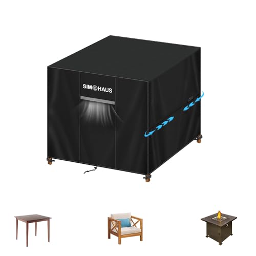 SIMPHAUS Abdeckung Gartenmöbel Tischabdeckung Outdoor Wetterfest Schutzhülle Gartentisch Klein Abdeckung Gartentisch Wasserfest Gartenmöbel Abdeckung für Feuerstelle 420D Oxford Gewebe 85x85x80cm von SIMPHAUS