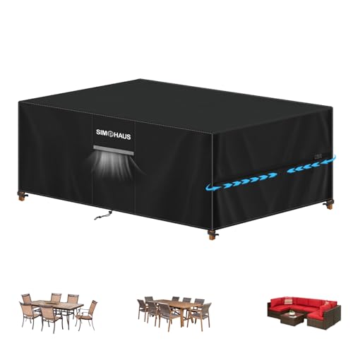 SIMPHAUS Abdeckung Gartenmöbel Wasserdicht Abdeckplane Gartenmöbel Schutzhülle Gartentisch Abdeckung,420D Oxford Abdeckhaube Gartenmöbel für Outdoor Möbel lounge,Sitzgruppe,Terassenmöbel 200x100x75cm von SIMPHAUS