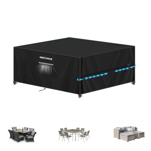 SIMPHAUS Abdeckung Gartenmöbel Wasserdicht,Tischabdeckung Outdoor Wetterfest,Abdeckplane,Abdeckhaube Balkonmöbel Abdeckung für Gartenmöbel Set,Lounge Möbel Outdoor,Gartensofa,Gartentisch 150x130x75cm von SIMPHAUS