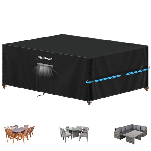 SIMPHAUS Abdeckung Gartenmöbel Wasserdicht Abdeckplane Gartenmöbel UV Beständig 420D Oxford Loungemöbel Abdeckung,Schutzhülle für Gartenmöbel Tisch und Stühle,Balkonmöbel,Couch,Pool 300x200x90cm von SIMPHAUS
