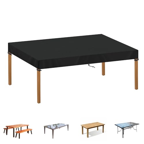SIMPHAUS Abdeckung Gartentisch 160x80x15cm Abdeckung Tischplatte Garten Abdeckung Tisch Schutzhülle Gartentisch Gartenmöbel Hülle für Gartentisch Abdeckung Winterfest Wasserdicht 420D Oxford Gewebe von SIMPHAUS