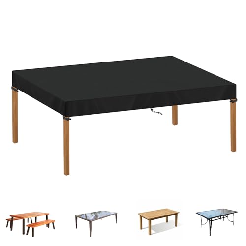 SIMPHAUS Abdeckung Gartentisch 160x90x15cm Abdeckung Tischplatte Tisch Schutzhülle Gartentisch Gartenmöbel Hülle für Gartentisch Abdeckung Winterfest Wasserdicht 420D Oxford Gewebe von SIMPHAUS