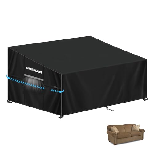 SIMPHAUS Abdeckung Palettenmöbel Schutzhülle für Gartensofa Wasserdicht Sofa Abdeckung für Palettensofa Abdeckhauben Palettenbank Abdeckung UV-Beständiges 420D Oxford Gewebe 135x85x81/61cm von SIMPHAUS
