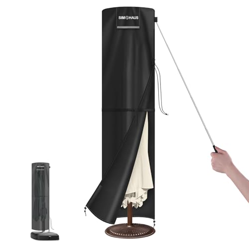 SIMPHAUS Abdeckung Sonnenschirm Hülle für Ampelschirm Schutzhülle für Doppelsonnenschirm Sonnenschirm Haube 4m Sonnenschirmhülle Wasserdicht Winddicht UV-Beständiges 420D Oxford Fabric 270x60/60cm von SIMPHAUS