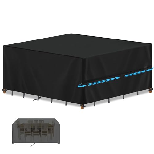 SIMPHAUS Abdeckung für Gartenmöbel 250x200x80cm Loungemöbel Abdeckung Wasserdicht Schutzhülle für Gartenmöbel Gartentisch Sitzgruppe Möbelsets Anti-UV 420D Oxford Gewebe Abdeckhaube Gartenmöbel von SIMPHAUS
