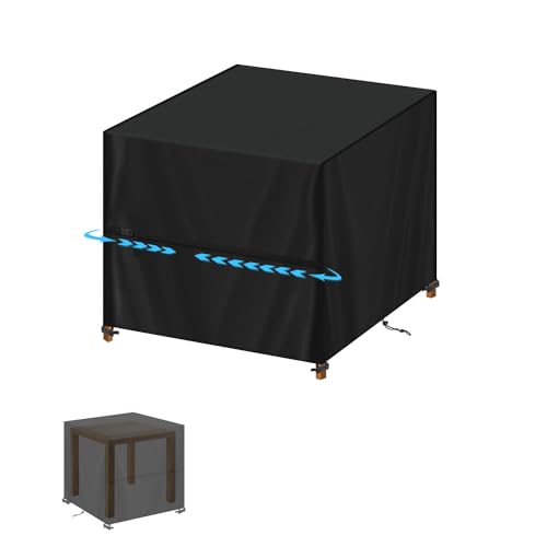 SIMPHAUS Abdeckung für Gartenmöbel 90x90x90cm Wasserdicht Schutzhülle Gartenmöbel Abdeckung UV-Beständiges 420D Oxford Gewebe Winddicht Abdeckplane für Gartentisch Terrassenmöbel von SIMPHAUS