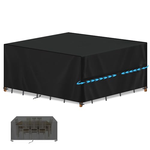 SIMPHAUS Abdeckung für Gartenmöbel Abdeckung Loungemöbel 250x180x100cm Gartenmöbel Abdeckung Wasserdicht Schutzhülle für Gartentisch Sitzgruppe Gartenlounge Möbelsets Winddicht Anti-UV Oxford Gewebe von SIMPHAUS